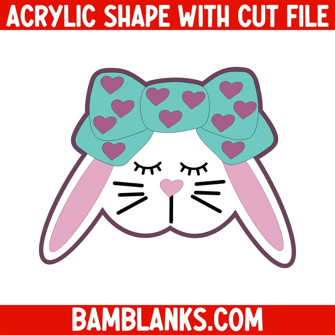 Floppy Ear Rabbit with Bow - Acrylic Shape #349