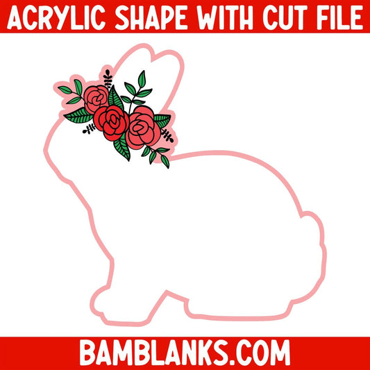 Floral Crown Bunny - Acrylic Shape #1192