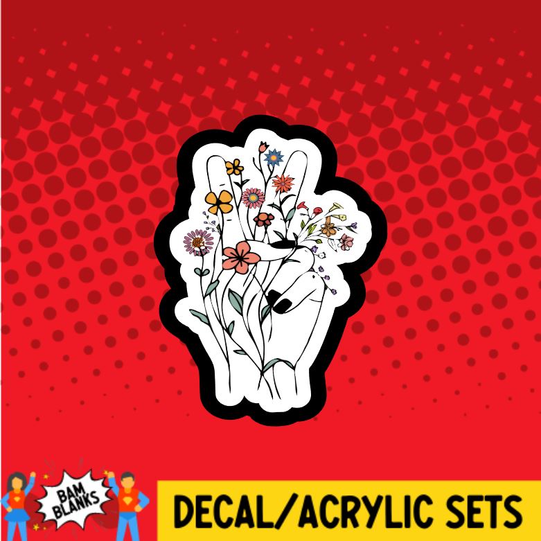 Floral Peace Sign Hand - DECAL AND ACRYLIC SHAPE #DA0815