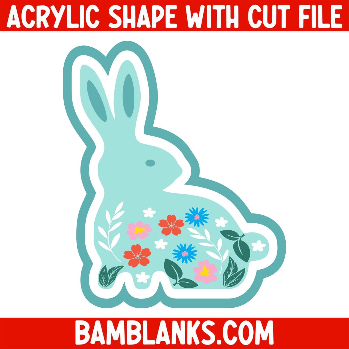 Floral Rabbit - Acrylic Shape #2289