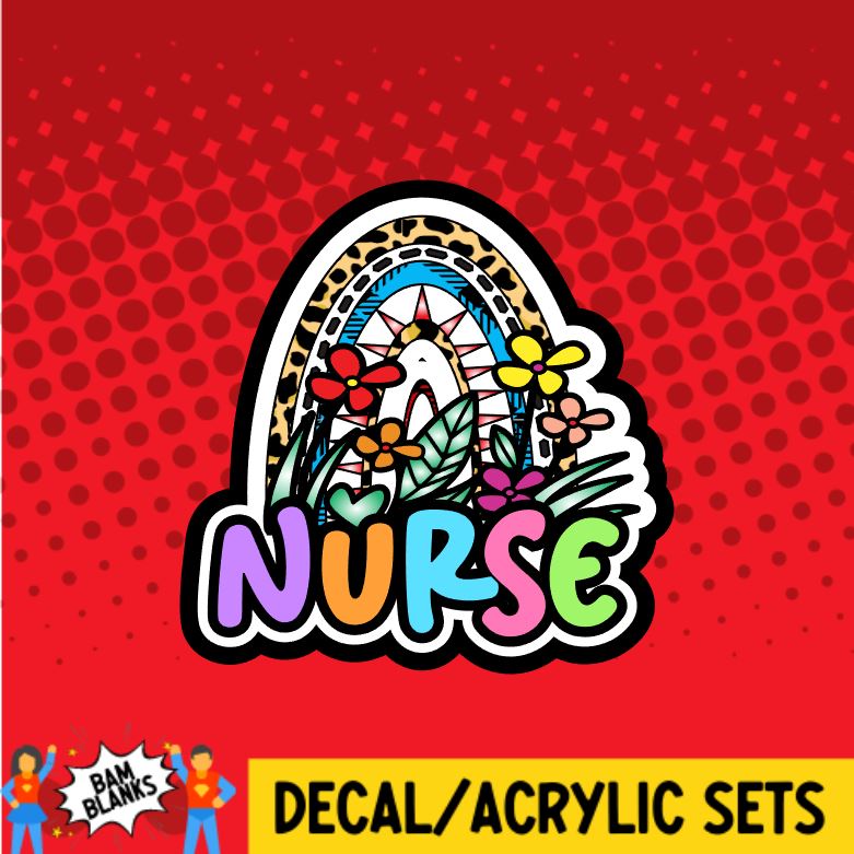 Floral Rainbow Nurse - DECAL AND ACRYLIC SHAPE #DA0180