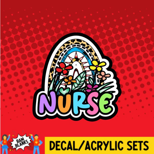 Floral Rainbow Nurse - DECAL AND ACRYLIC SHAPE #DA0180