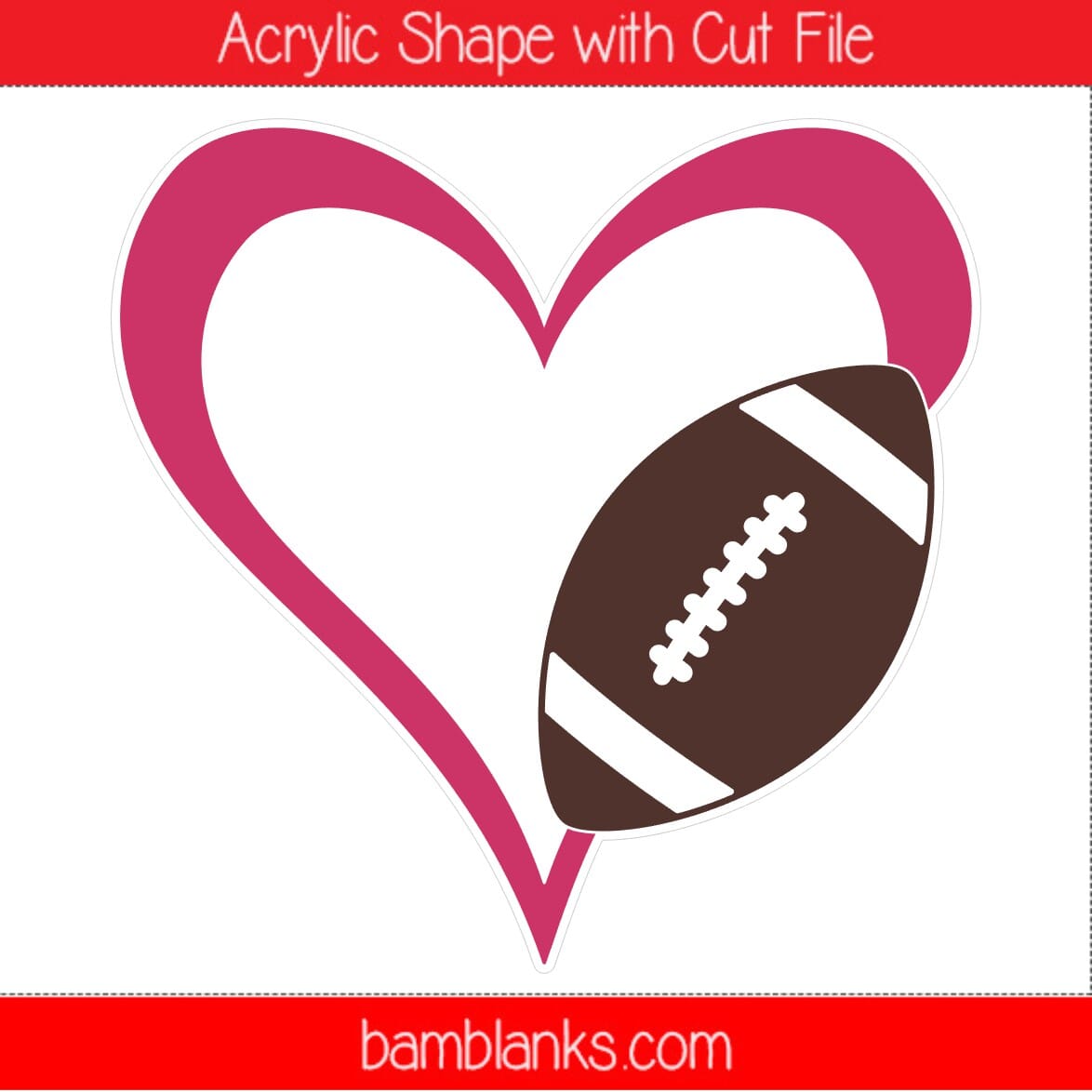 Football Heart - Acrylic Shape #1960