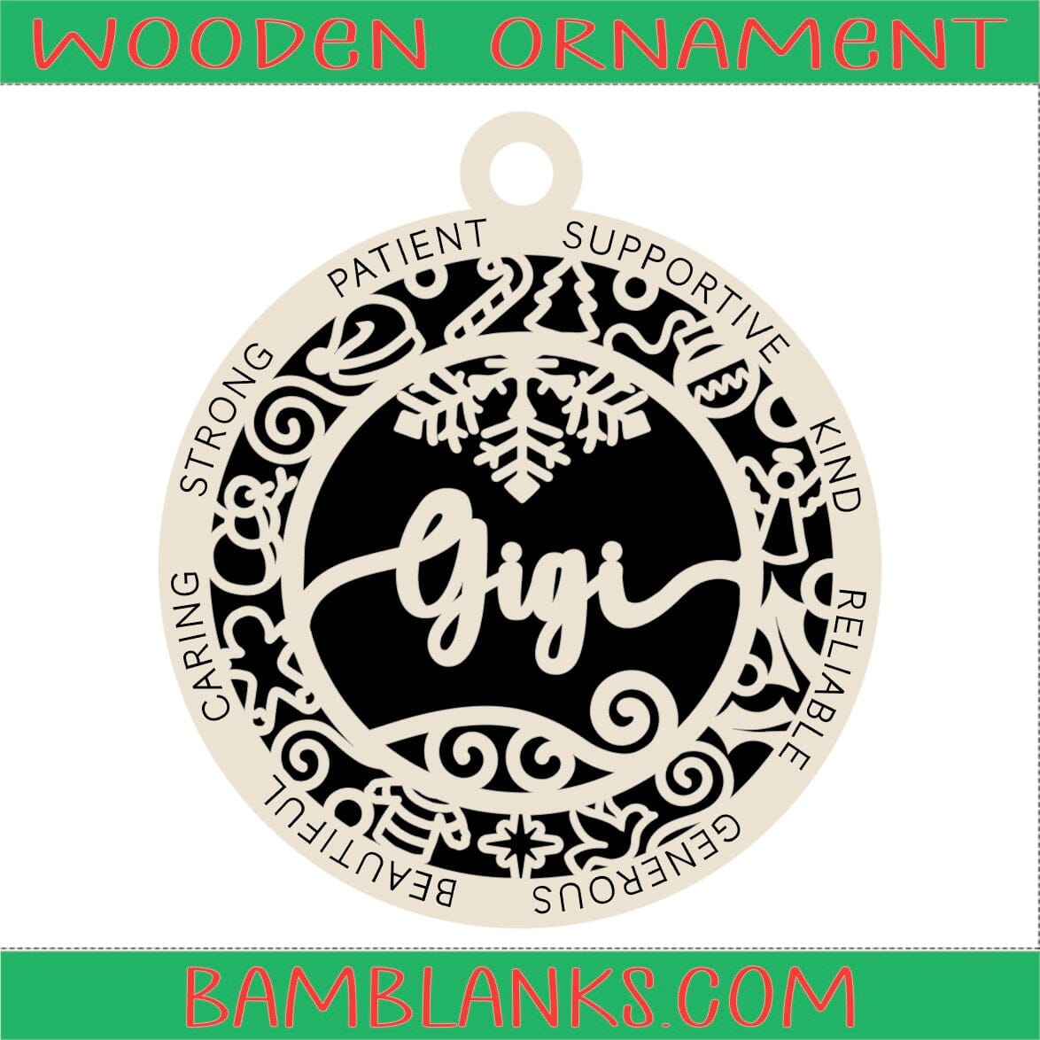 Gigi - Wood Ornament #W115