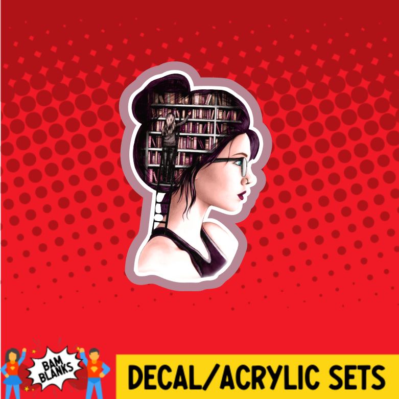 Girl with Book in Her Head - DECAL AND ACRYLIC SHAPE #DA0102