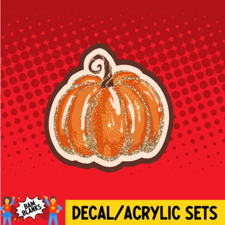 Glittery Pumpkin - DECAL AND ACRYLIC SHAPE #DA0314