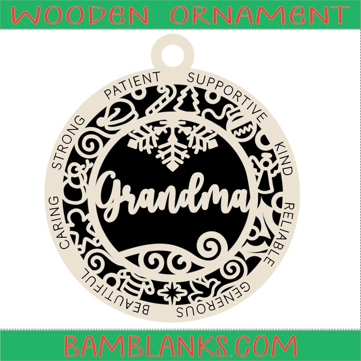 Grandma - Wood Ornament #W116