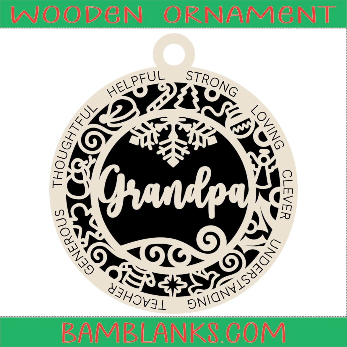 Grandpa - Wood Ornament #W117