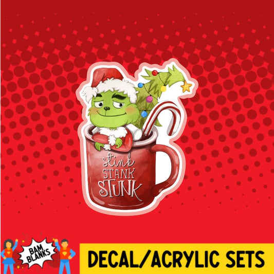 Green Monster Christmas Mug - DECAL AND ACRYLIC SHAPE #DA0507