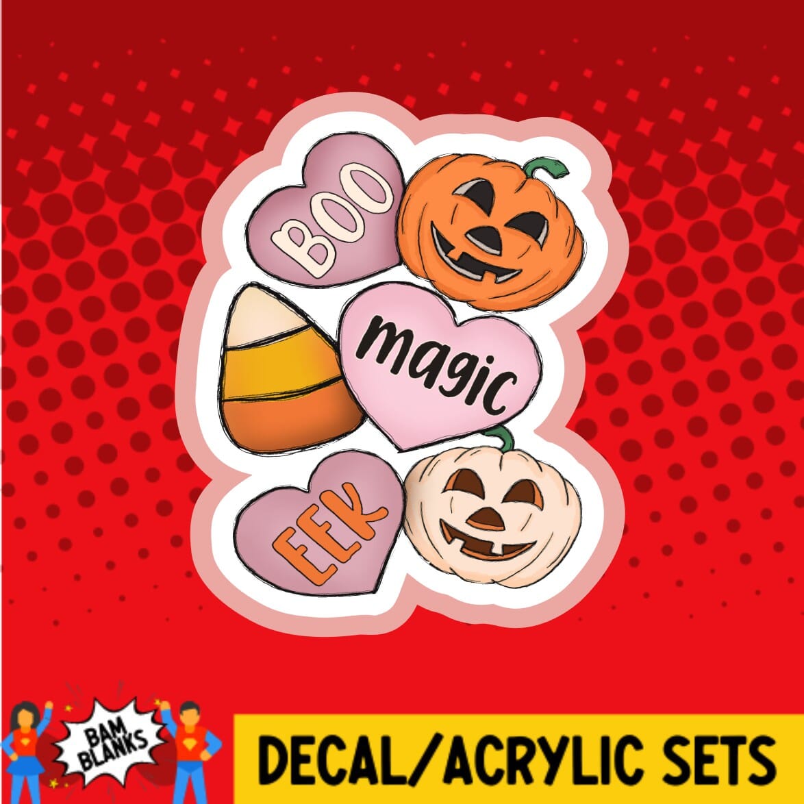 Halloween Candy and Pumpkins - DECAL AND ACRYLIC SHAPE #DA0214 – BAM ...