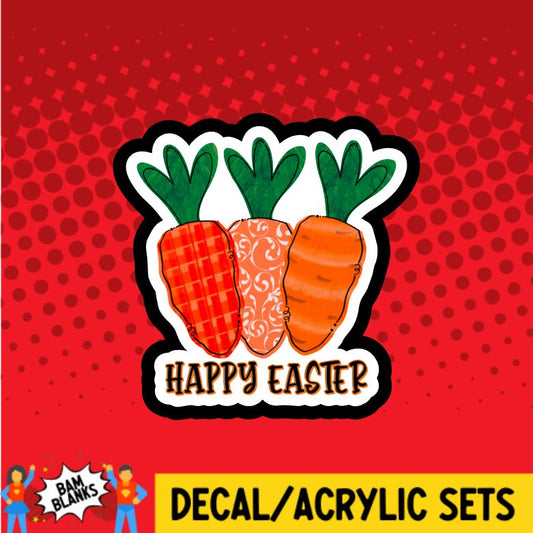 Happy Easter with Carrots - DECAL AND ACRYLIC SHAPE #DA0667