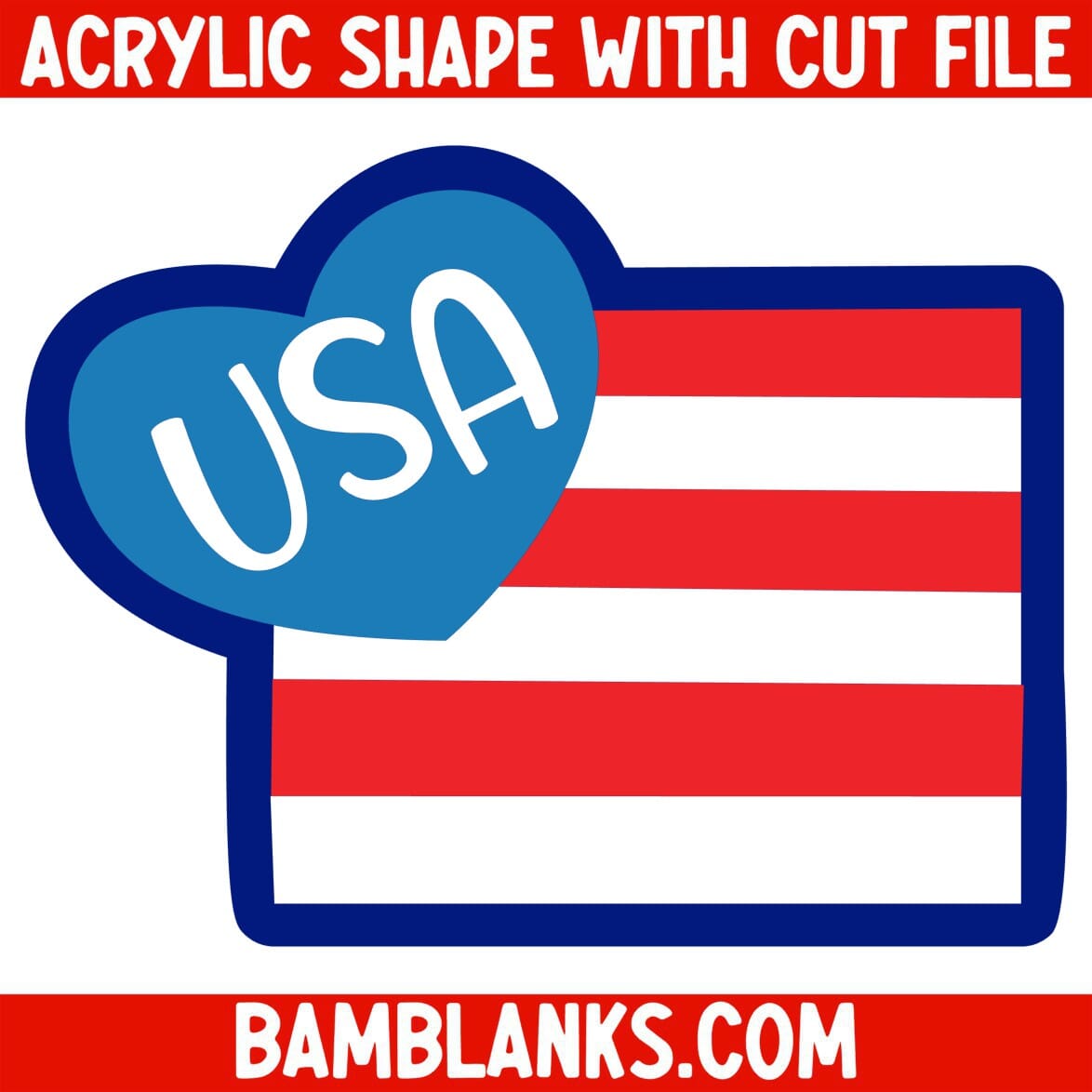 Heart USA Flag - Acrylic Shape #1406