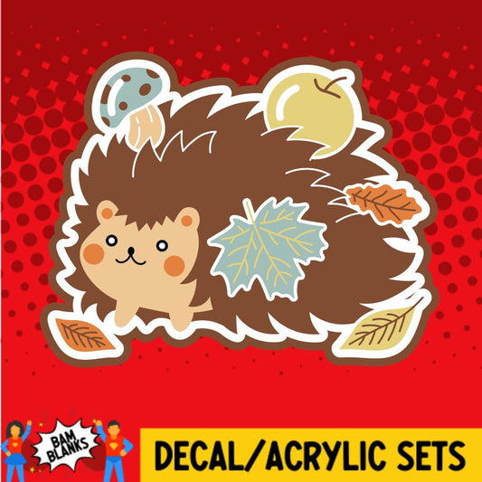 Hedgehog with Fall Things - DECAL AND ACRYLIC SHAPE #DA01340