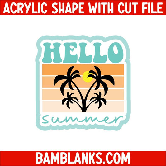 Hello Summer Sunset - Acrylic Shape #2361