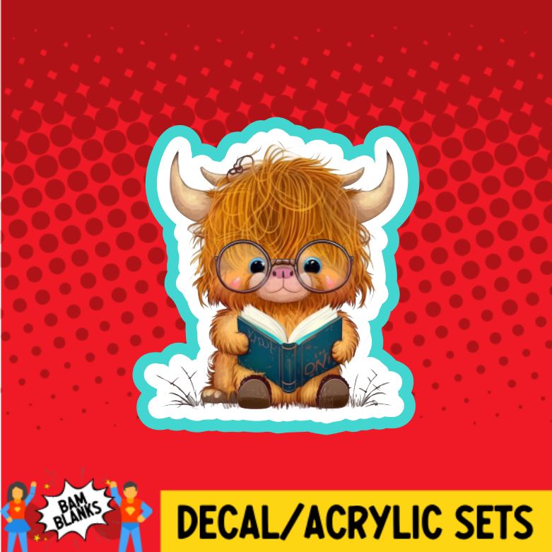 Highland Cow Reader - DECAL AND ACRYLIC SHAPE #DA0301