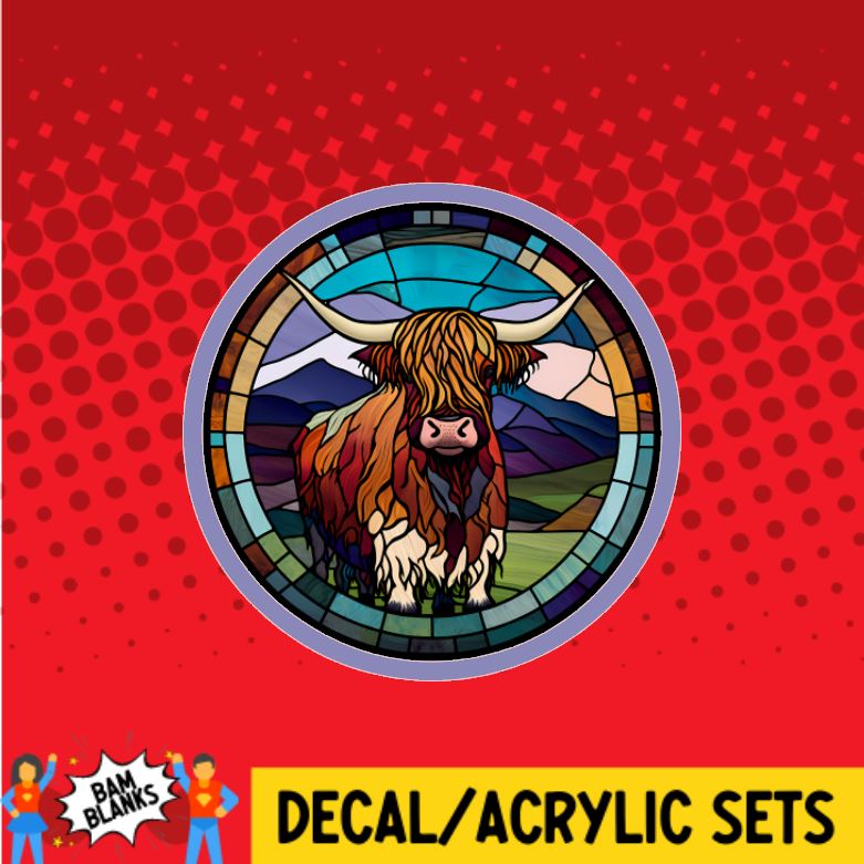 Highland Cow Stain Glass 1 - DECAL AND ACRYLIC SHAPE #DA01230