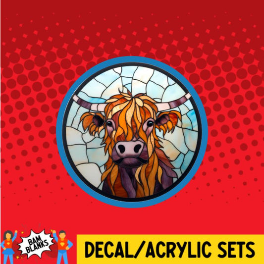 Highland Cow Stain Glass 2 - DECAL AND ACRYLIC SHAPE #DA01231