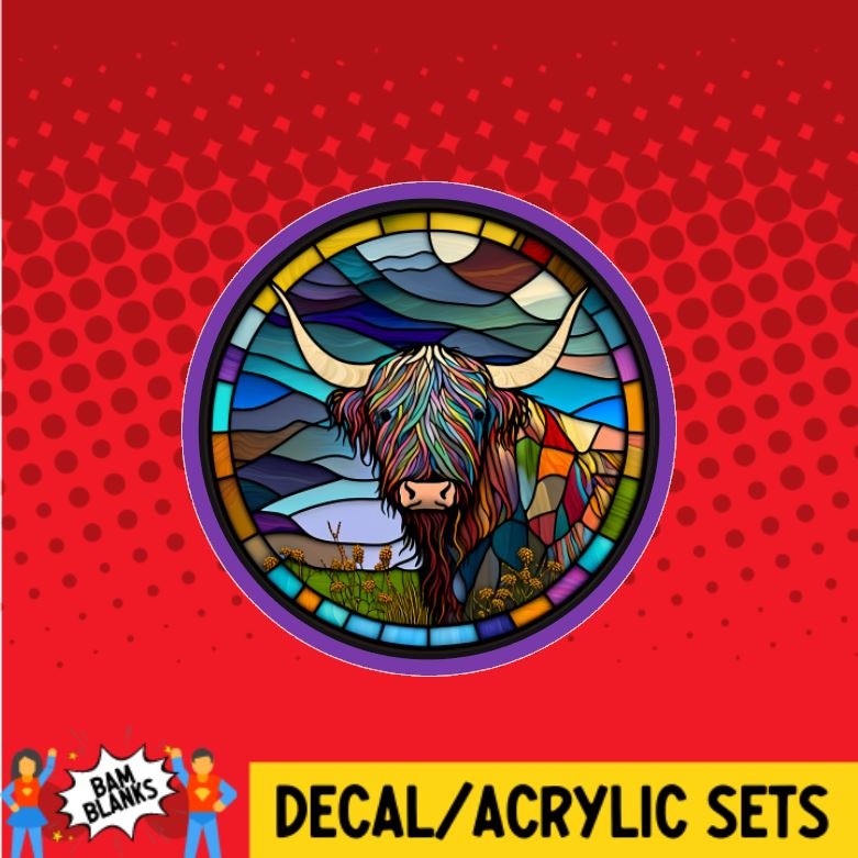 Highland Cow Stain Glass 3 - DECAL AND ACRYLIC SHAPE #DA01232