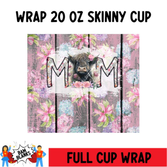Highland Cow with Mama - 20 oz Skinny Cup Wrap - CW0008