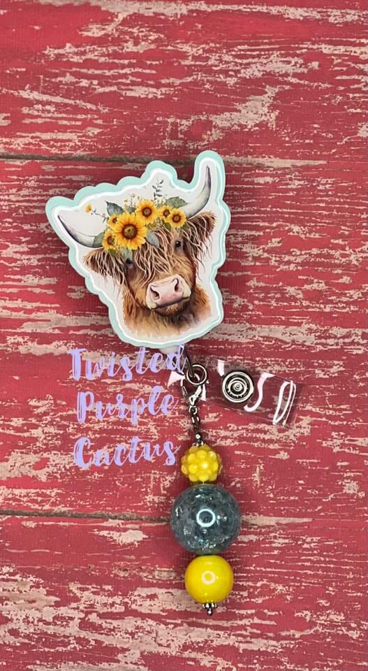 Highland Cow with Sunflowers - DECAL AND ACRYLIC SHAPE #DA0132