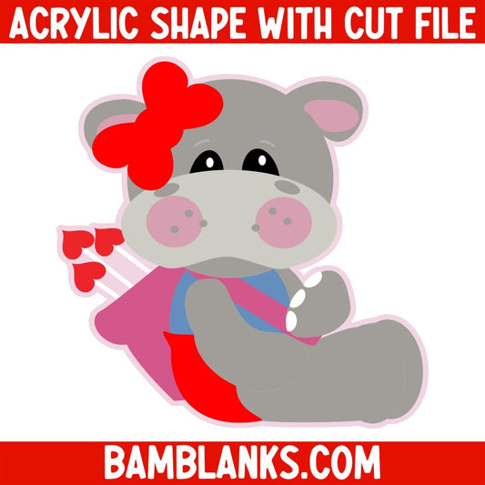 Hippo Cupid - Acrylic Shape #1140