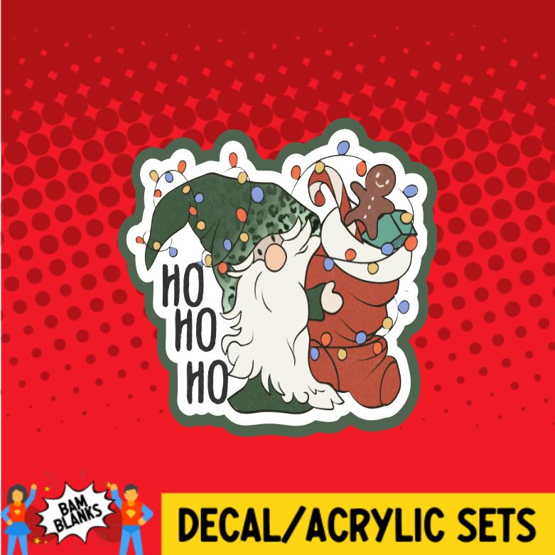 Ho Ho Ho Christmas Gnome - DECAL AND ACRYLIC SHAPE #DA0407