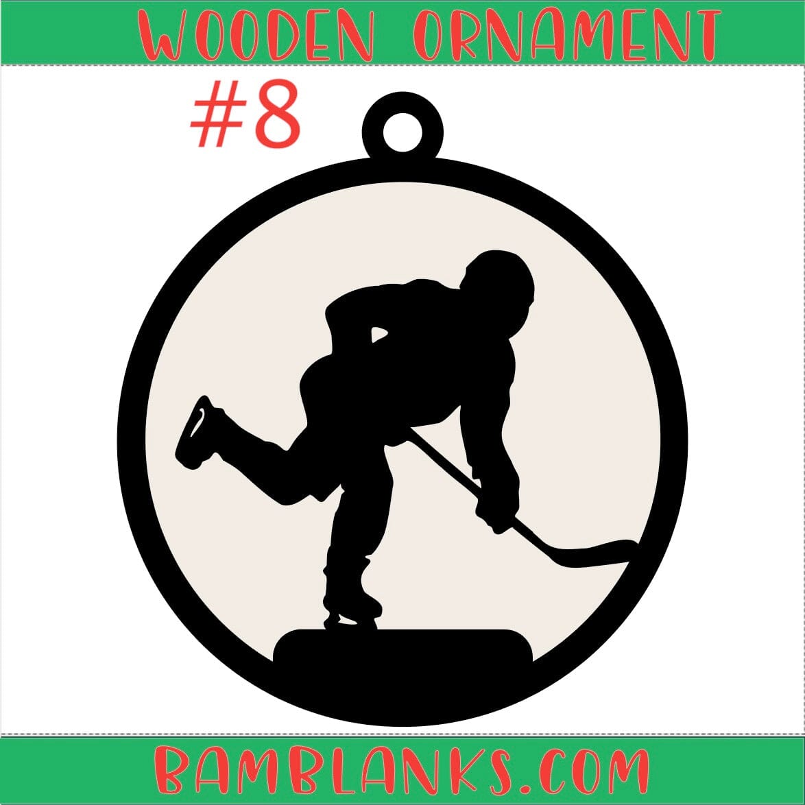 Hockey - Wood Ornament #W171
