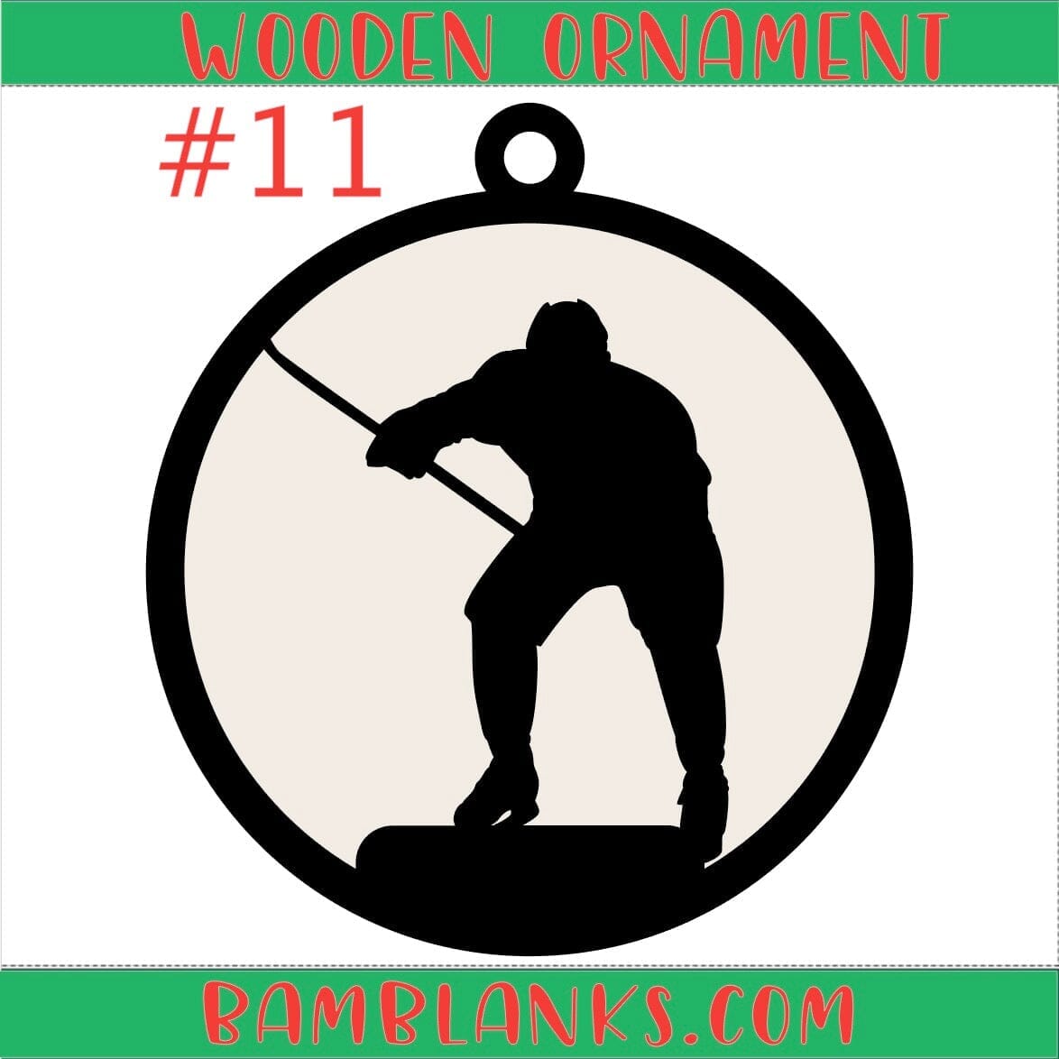 Hockey - Wood Ornament #W171