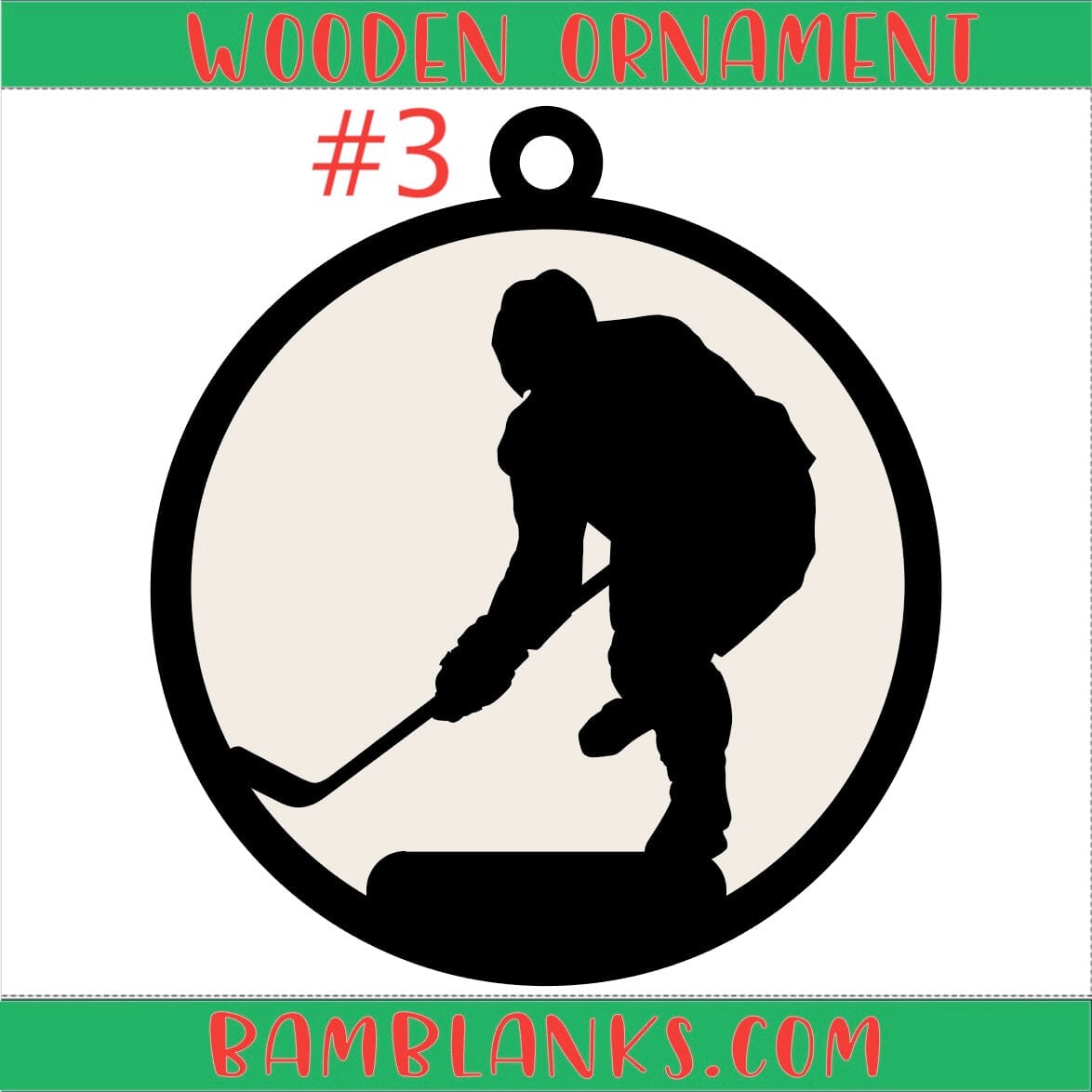 Hockey - Wood Ornament #W171