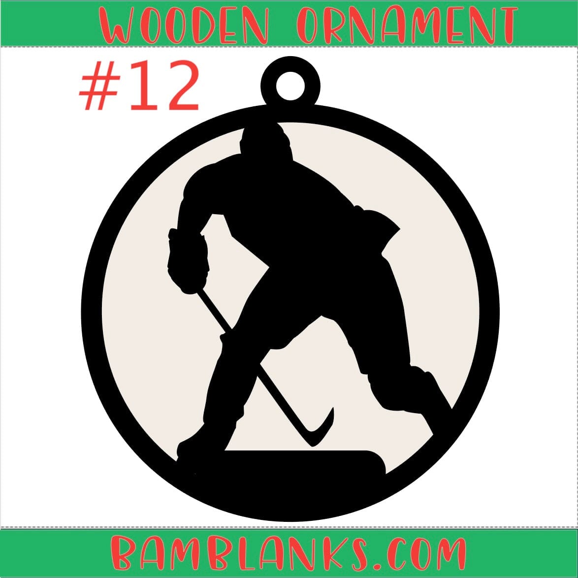 Hockey - Wood Ornament #W171