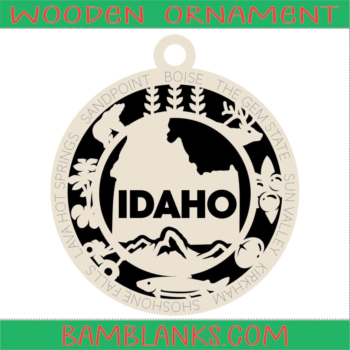 Idaho - Wood Ornament #W063