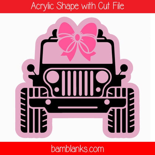 Jeep with Bow Center - Acrylic Shape #483