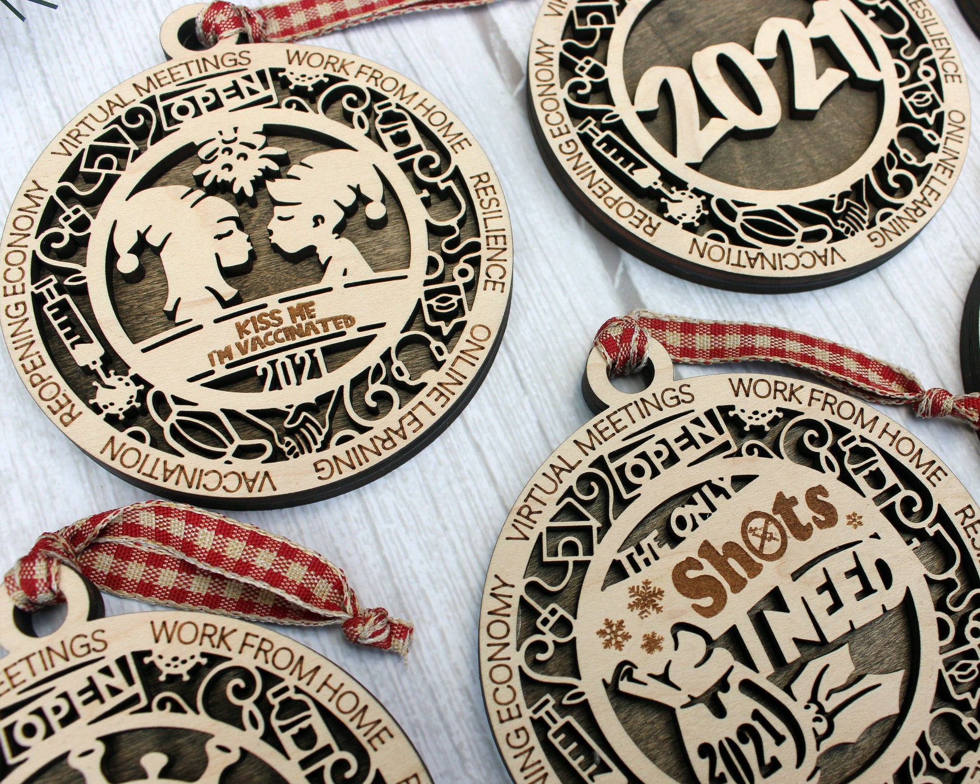 Kiss Me - Wood Ornament #W143