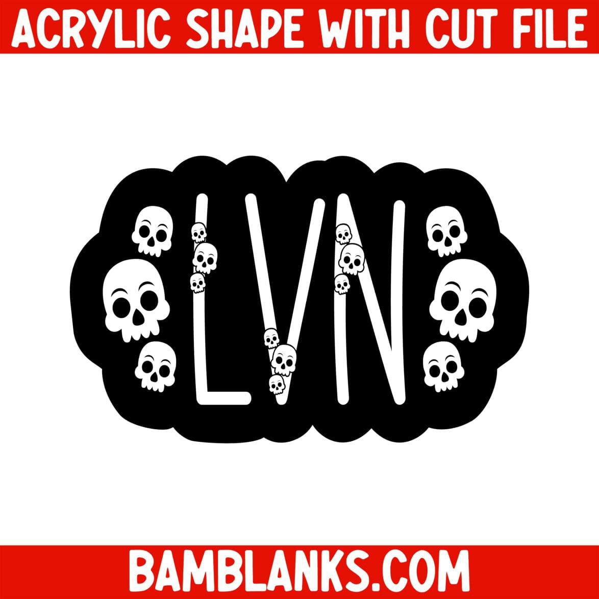 LVN Skulls - Acrylic Shape #1604
