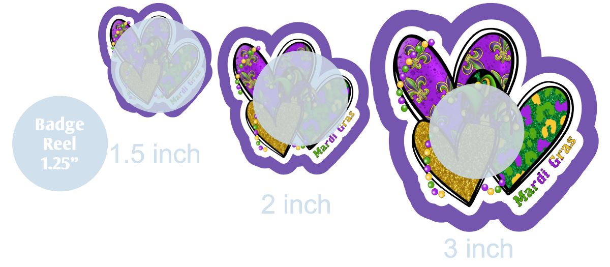 Mardi Gras Hearts - DECAL AND ACRYLIC SHAPE #DA0718