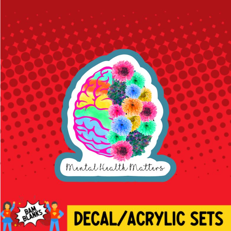 Mental Health Brain with Flowers - DECAL AND ACRYLIC SHAPE #DA0127