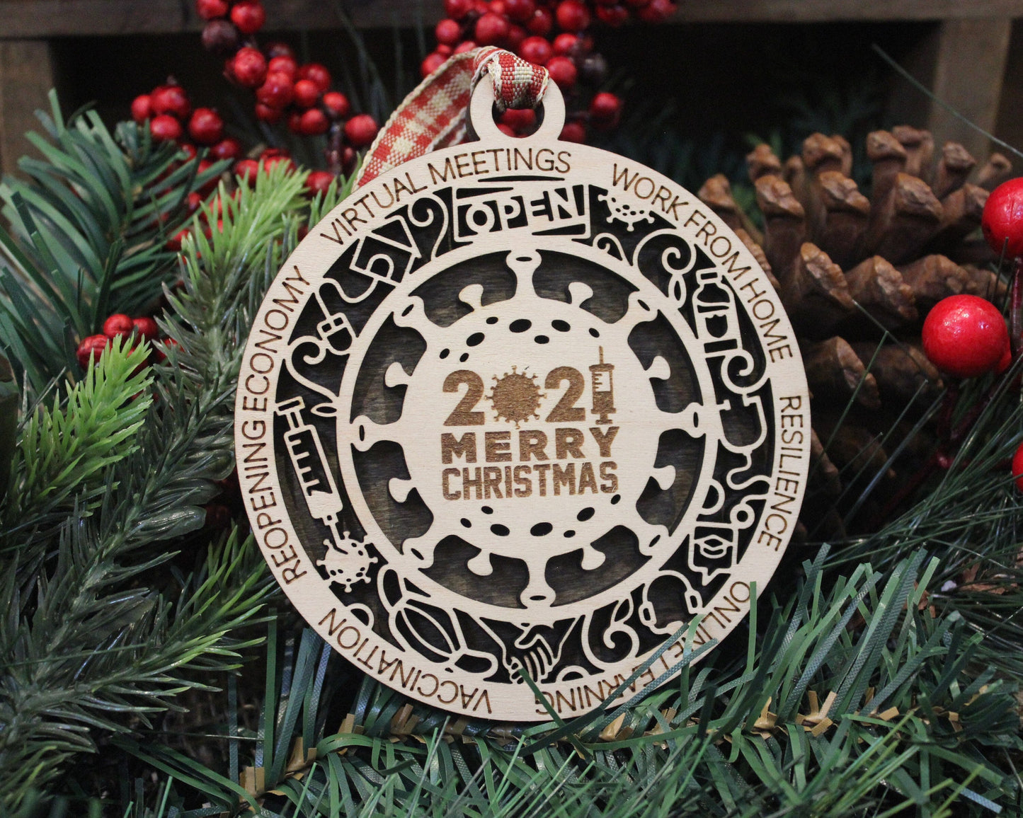 Merry Christmas - Wood Ornament #W144