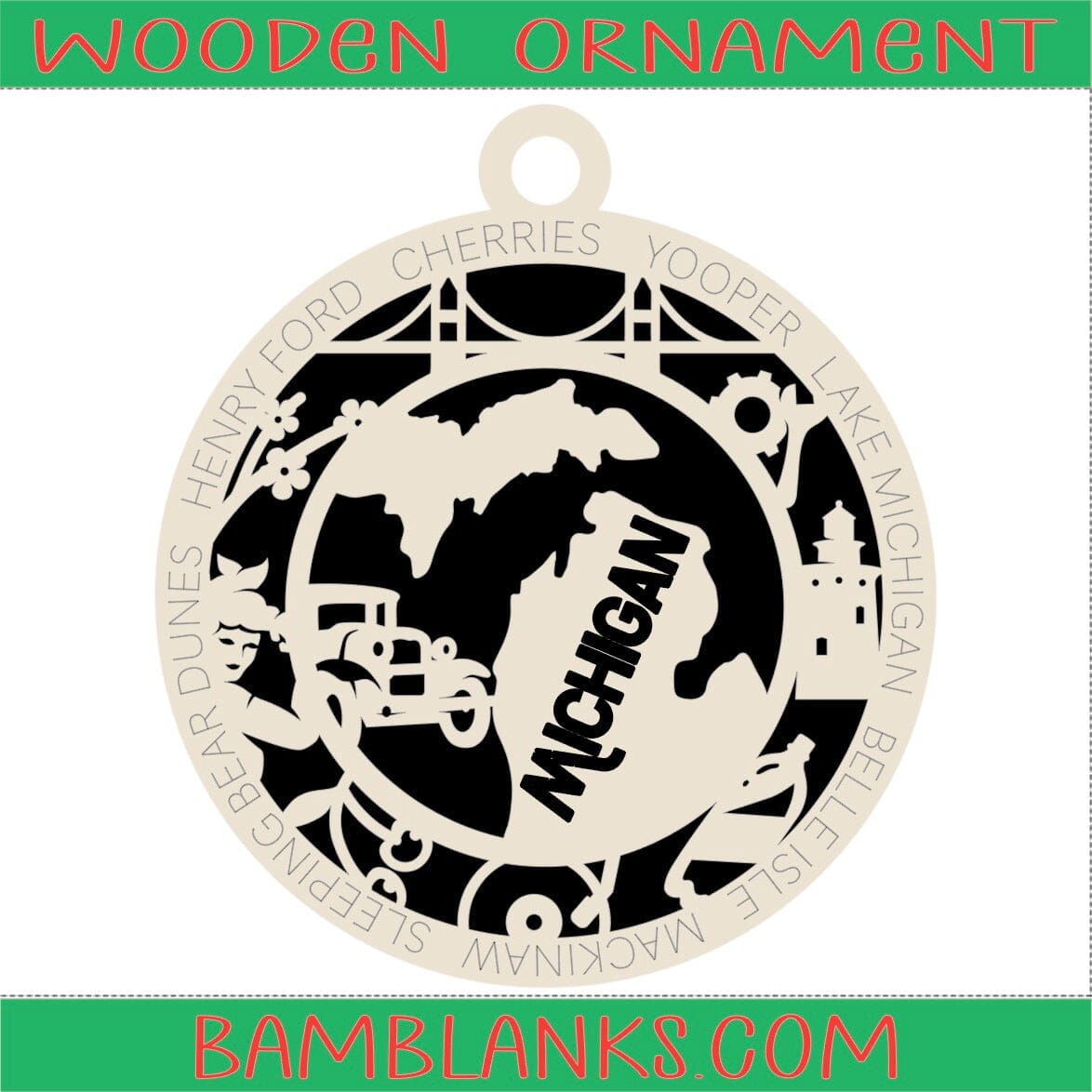 Michigan - Wood Ornament #W073