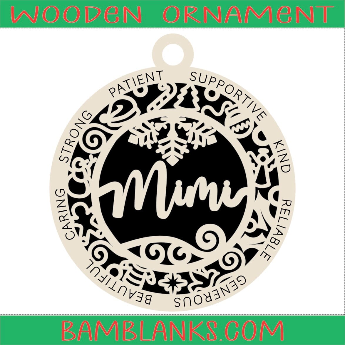 Mimi - Wood Ornament #W120