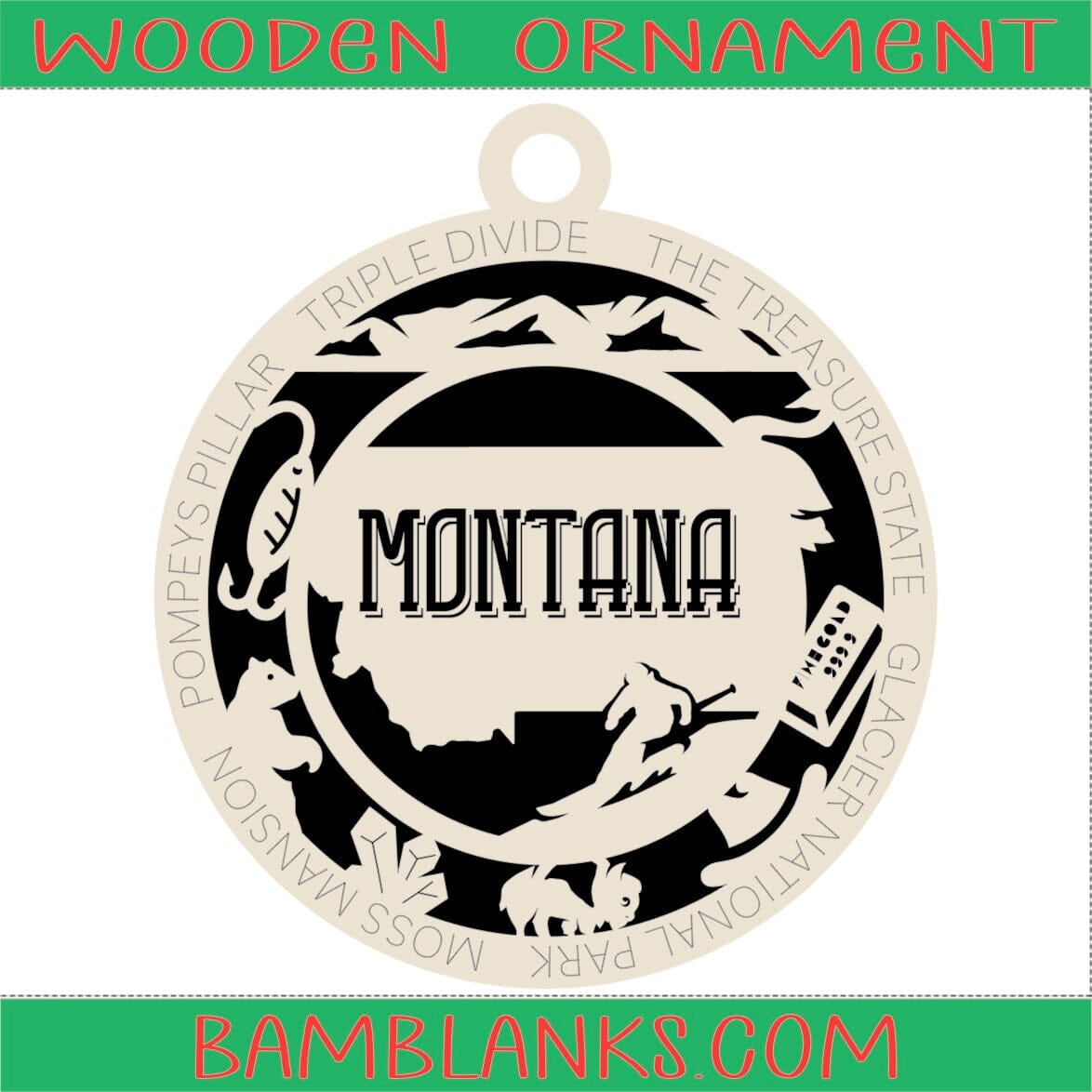 Montana - Wood Ornament #W077