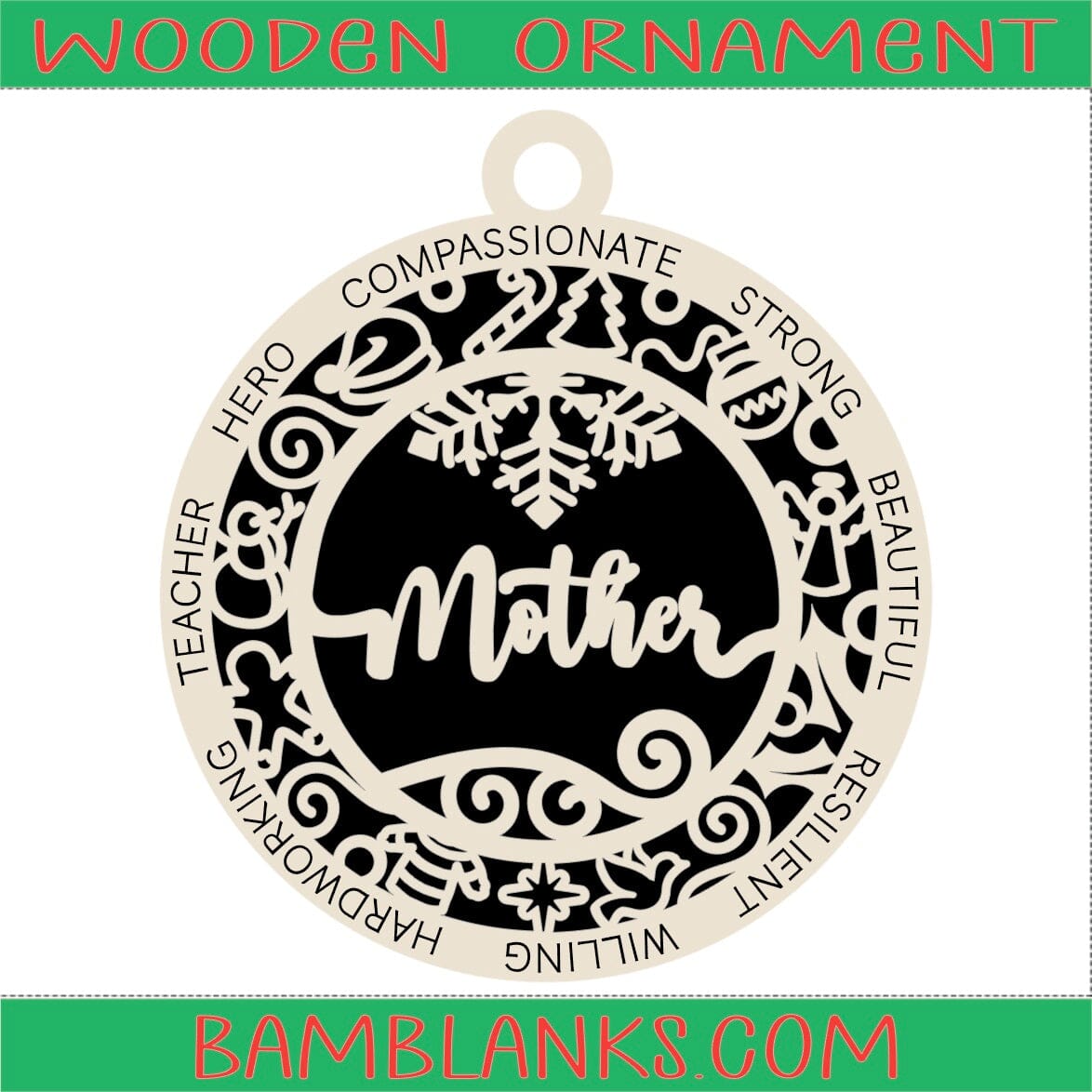 Mother - Wood Ornament #W122