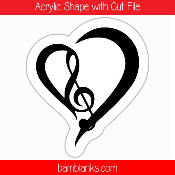 Music Heart - Acrylic Shape #491