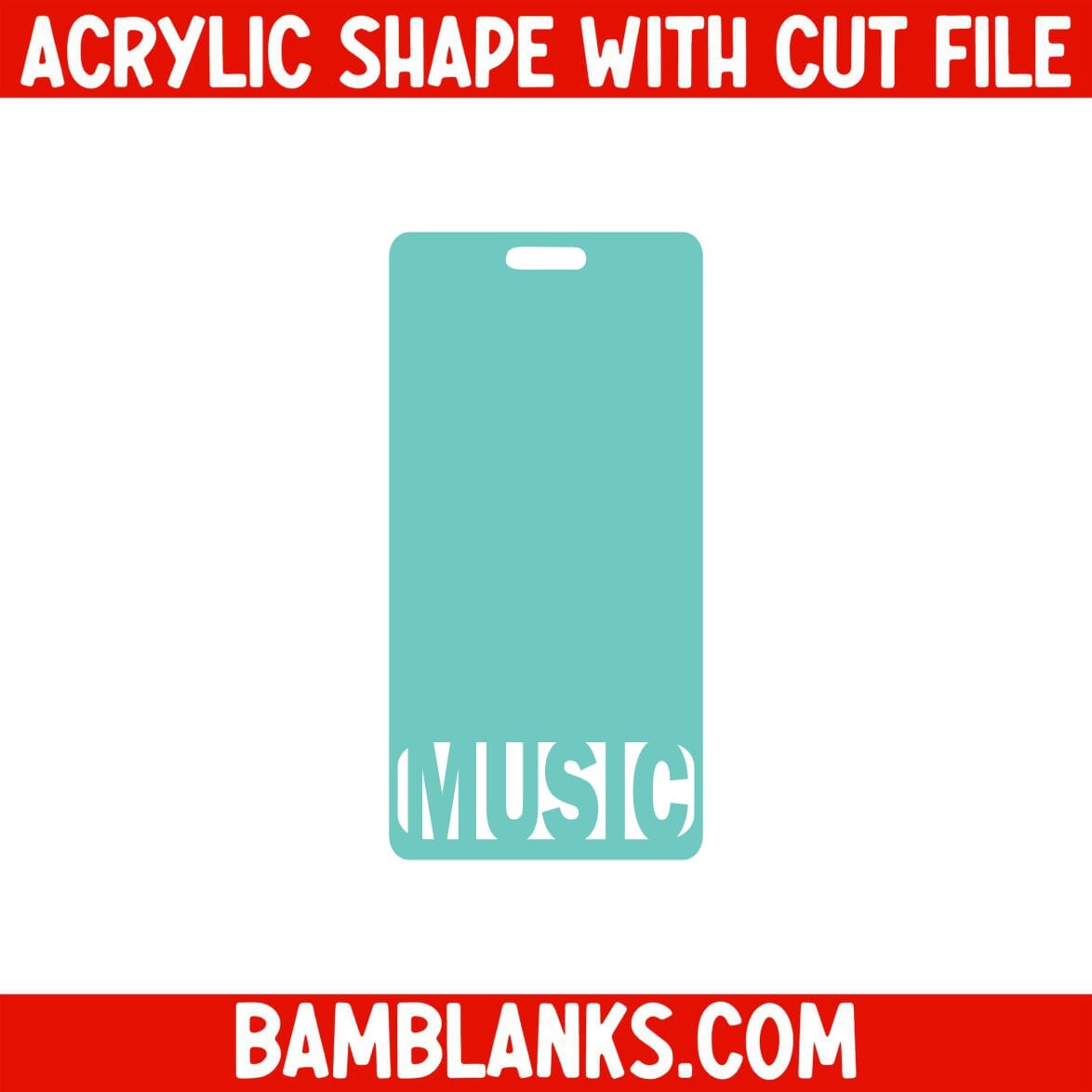MUSIC Vertical Tag - Acrylic Shape #2157