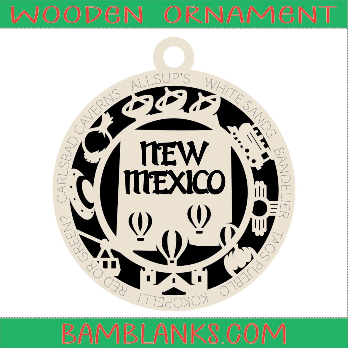 New Mexico - Wood Ornament #W082