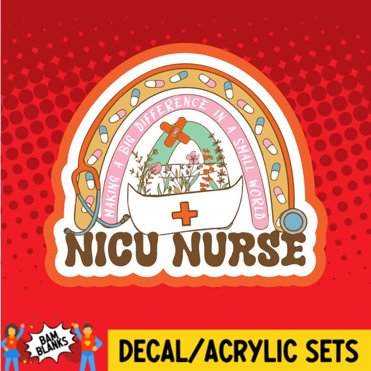 NICU Nurse Rainbow - DECAL AND ACRYLIC SHAPE #DA01479