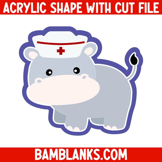 Nurse Hippo - Acrylic Shape #2453
