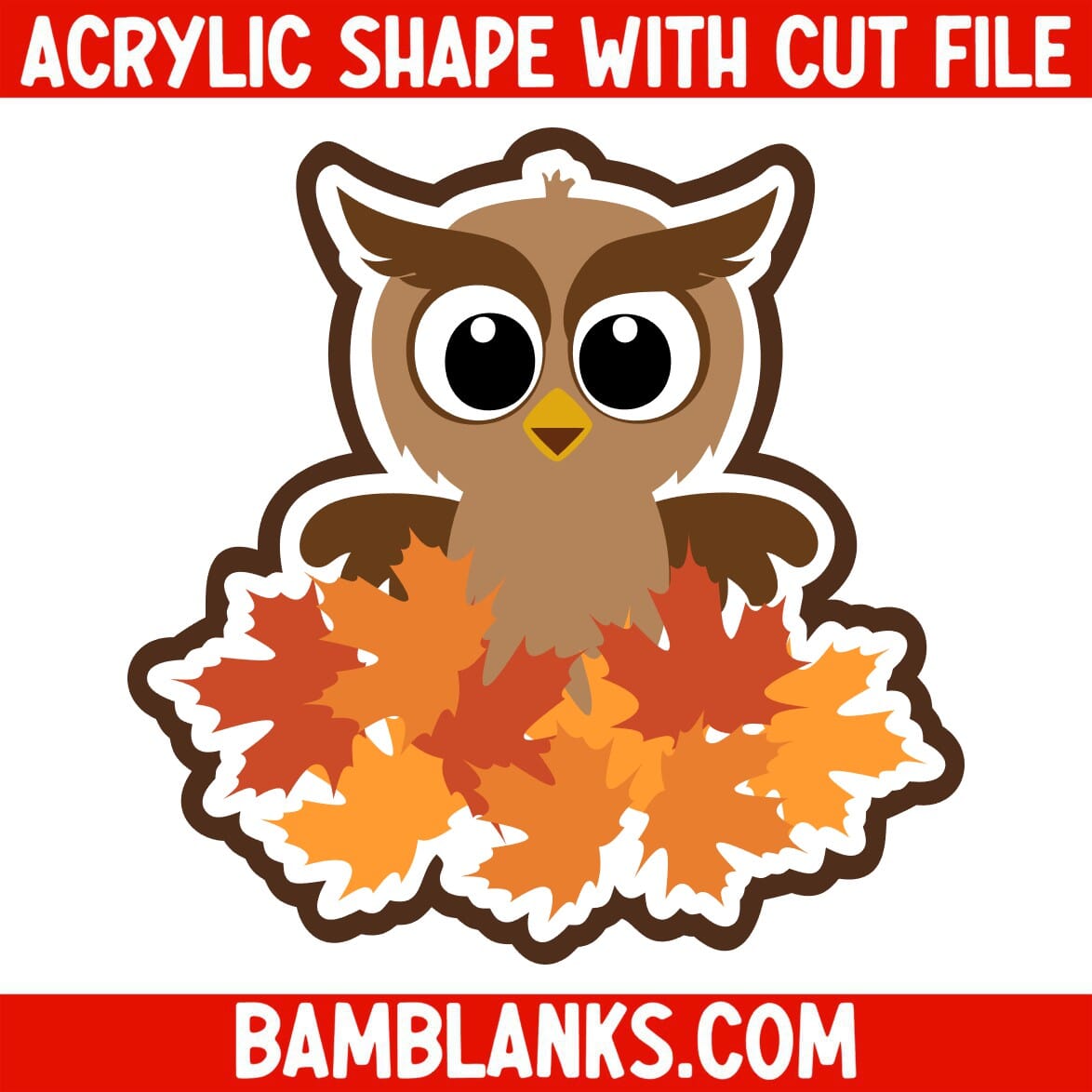 Owl with Autumn Leaves - Acrylic Shape #2469