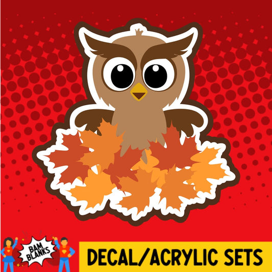 Owl with Autumn Leaves - DECAL AND ACRYLIC SHAPE #DA01342