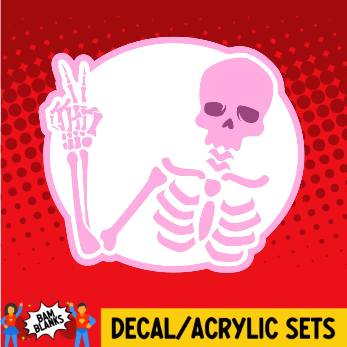 Peace Sign Skeleton - DECAL AND ACRYLIC SHAPE #DA01298