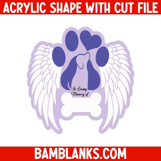 Pet Memorial with Wings - Acrylic Shape #2216